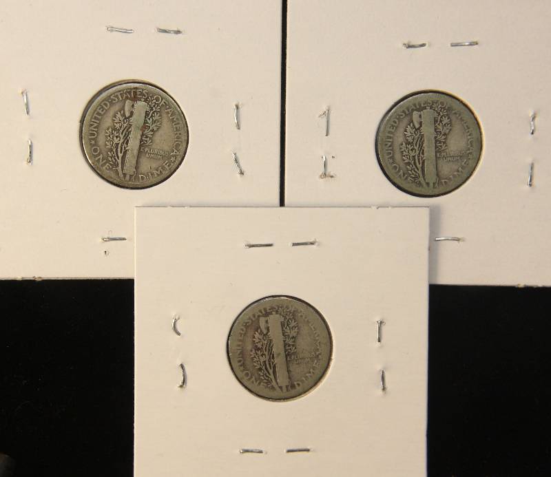 3 MERCURY DIMES 1920, 1920-D, 1920-S