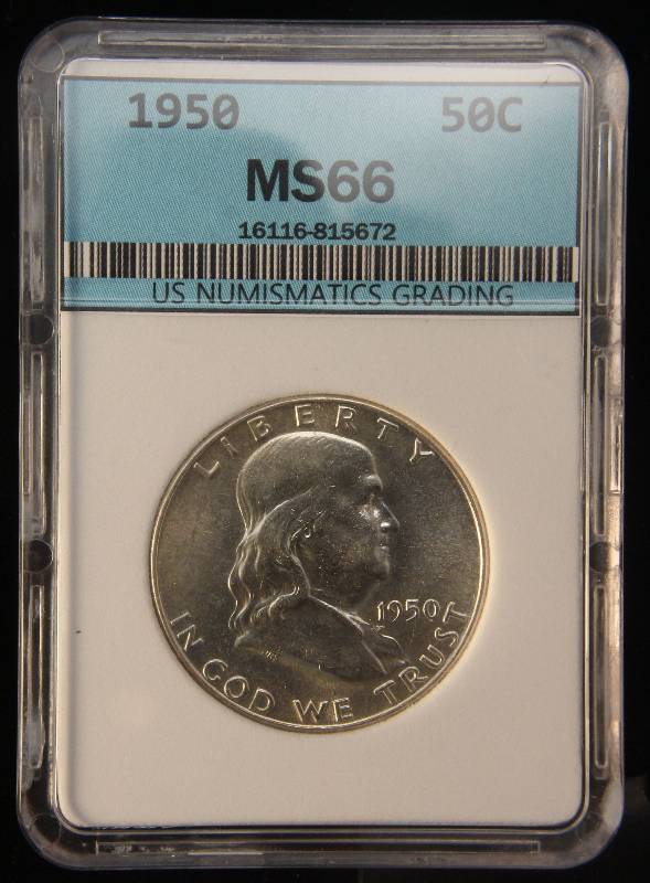 1950 FRANKLIN SILVER HALF DOLLAR MS66 USNG