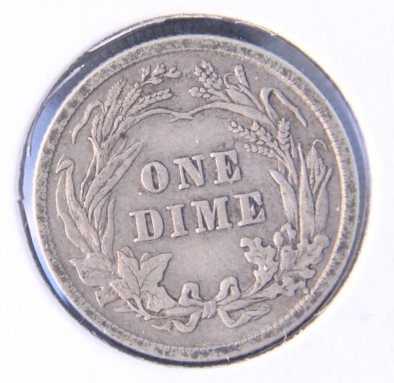 1914 BARBER SILVER DIME XF