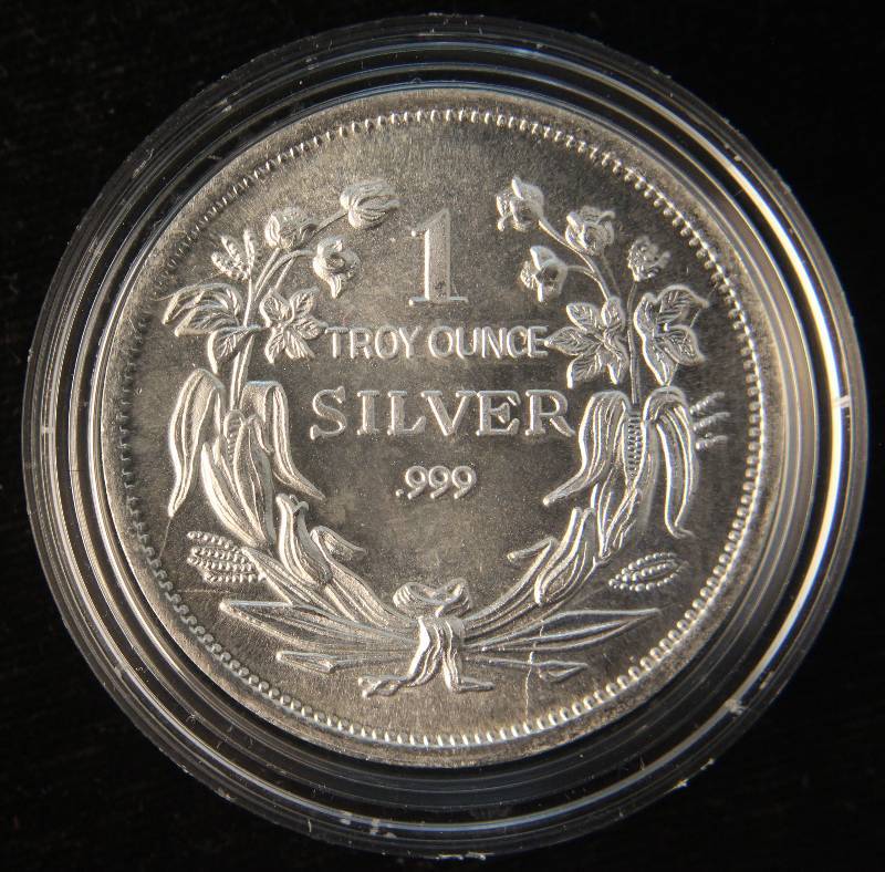 1 TROY OZ. .999 FINE SILVER SEATED DOLLAR DESIGN IN AIRTITE