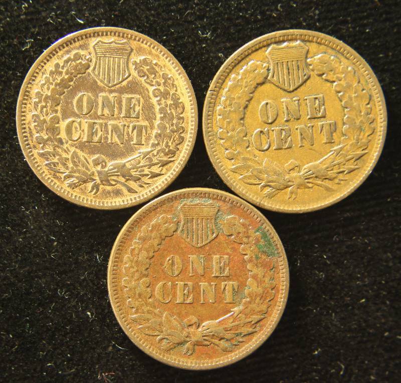 3 INDIAN HEAD CENTS 1899, 1901, 1907 VF-XF