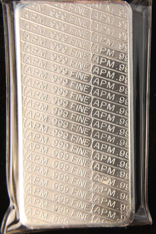 10 TROY Oz. .999 FINE SILVER BAR VINTAGE APM EAGLE-FLAG
