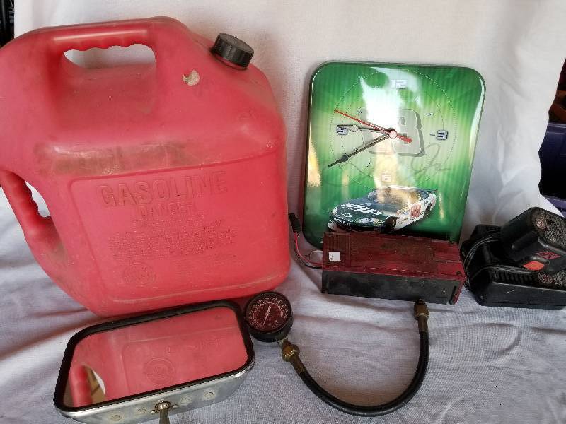 RACE CAR CLOCK, GARAGE ITEMS
