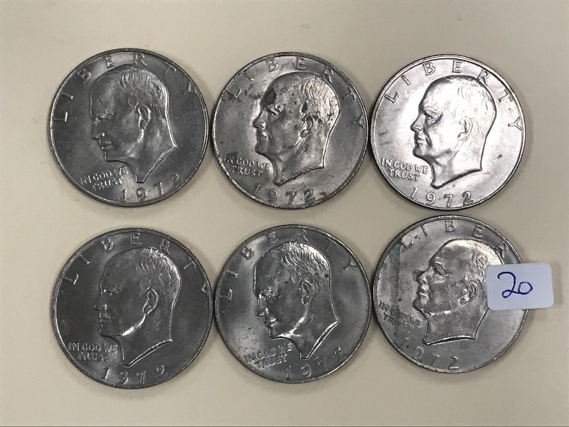 (6) Eisenhower Dollar Coins All Ar...
