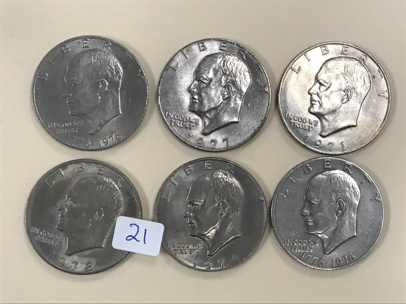 (6) Eisenhower Dollar Coins 1971, ...