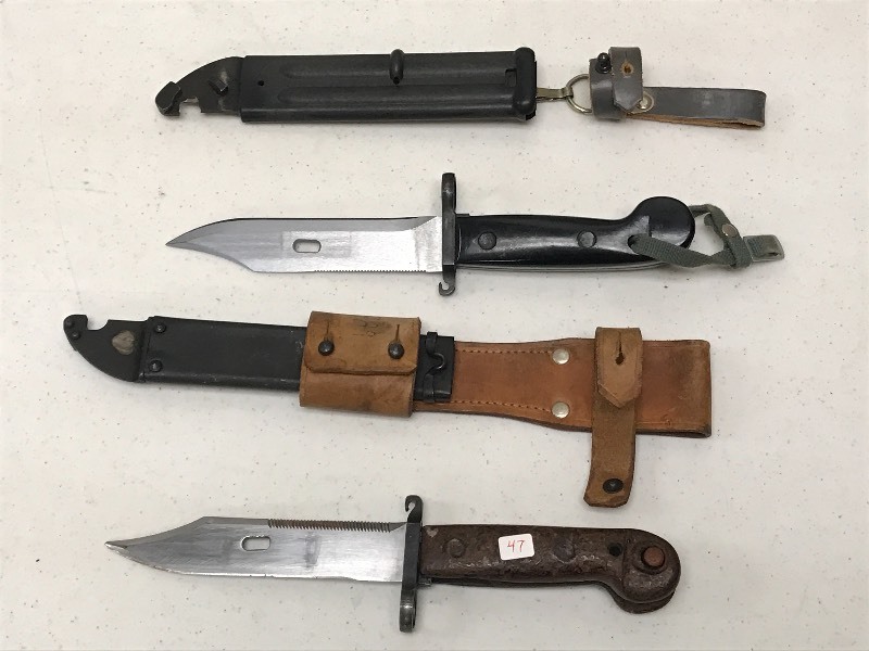 lot 47 image: (2) Vintage Bayonet Knives With She...