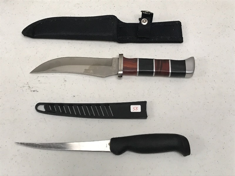 lot 58 image: (2) Knives (1) Fillet Knife With S...