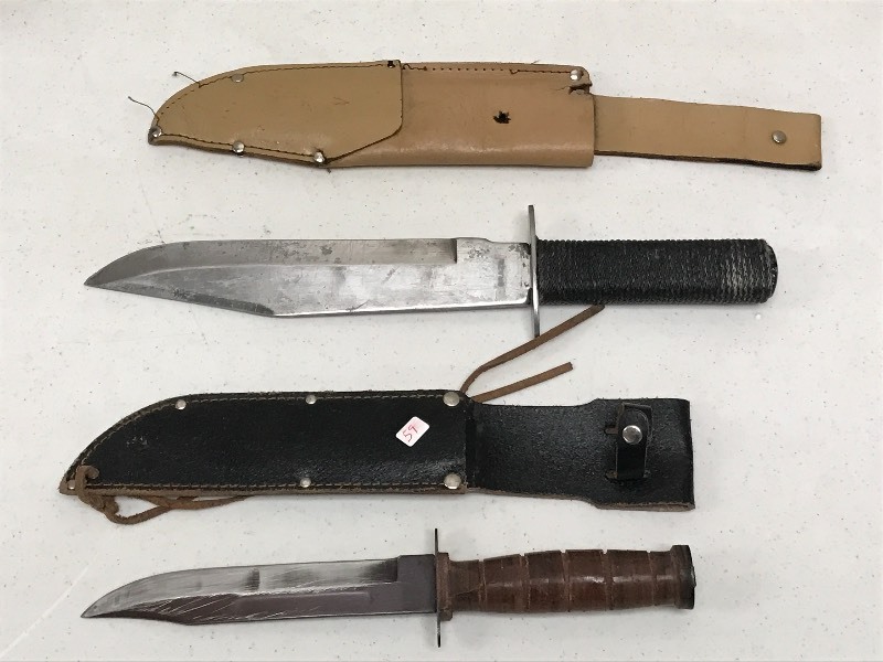 lot 59 image: (2) Knives (1) Wood-Handles Japane...