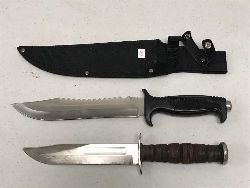lot 60 image: (2) Knives (1) Unmarked With Wood ...