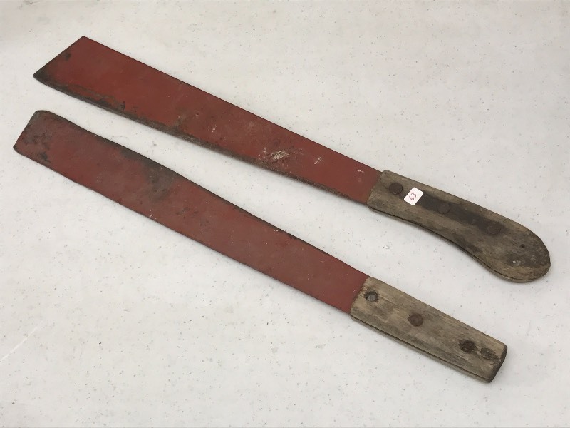 lot 63 image: (2) Vintage Handmade Machettes ...