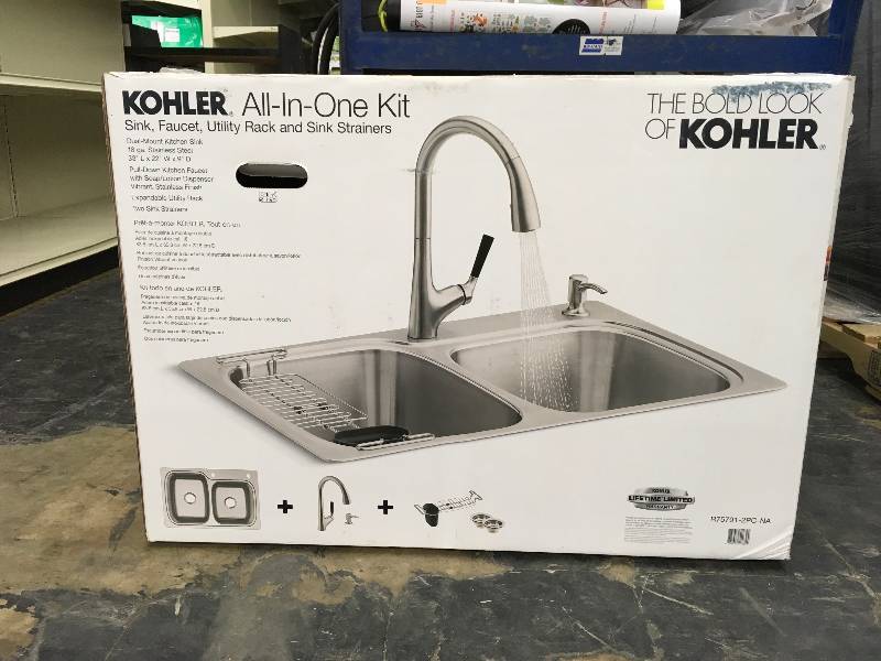 KOHLER SS ALL IN ONE SINKFAUCET, MSRP $279.99