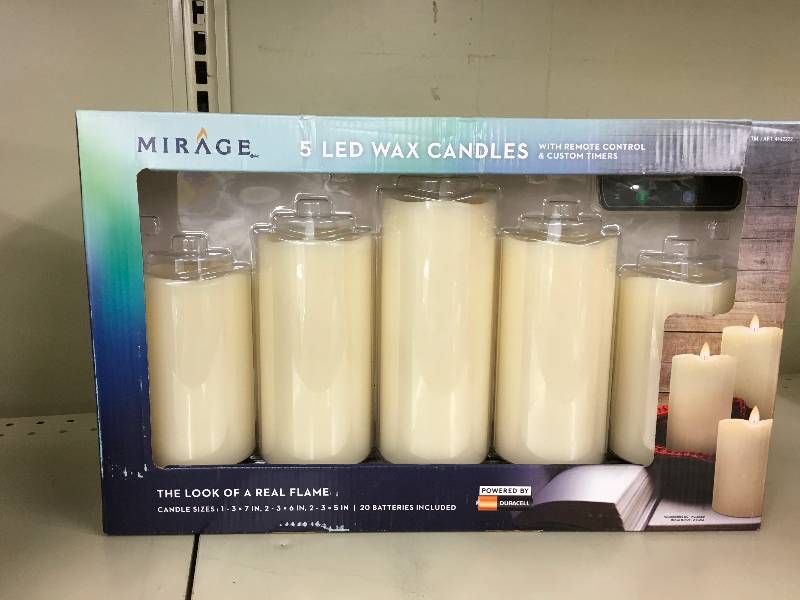 MIRAGE 5PC LED CANDLES, RETAIL $39.99