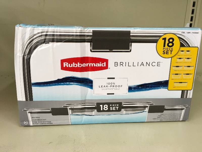 RUBBERMAID BRILLIANCE 18PC SET, MSRP $29.99