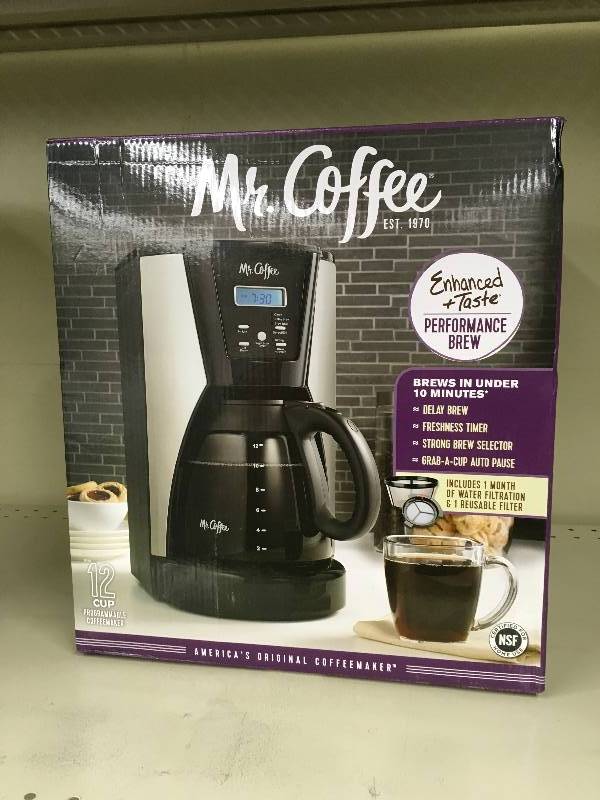 MR. COFFEE 12-CUP BREWER, RETAIL $29.99