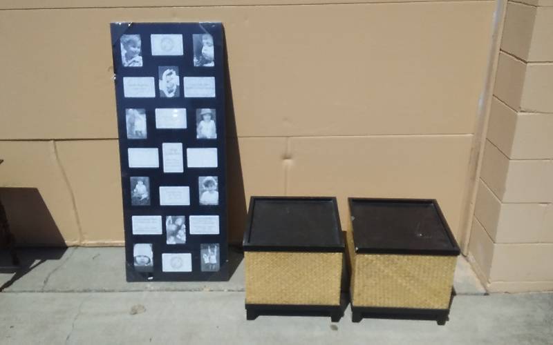 NEW-Collage Style Picture Frame, 2-Low Side Tables (16x16x16)
