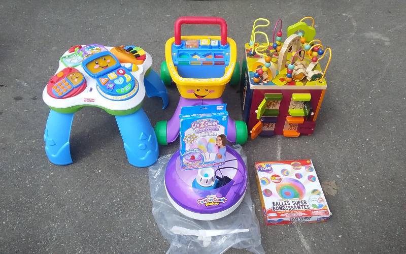 Assorted Busy Boxes, Walker, Cotton-Candy Maker, Super Ball Making Kit