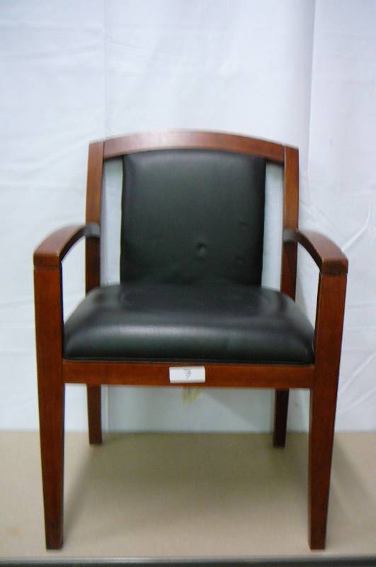 lot 7 image: Wooden vinyl office chair made in USA by Best chair Inc