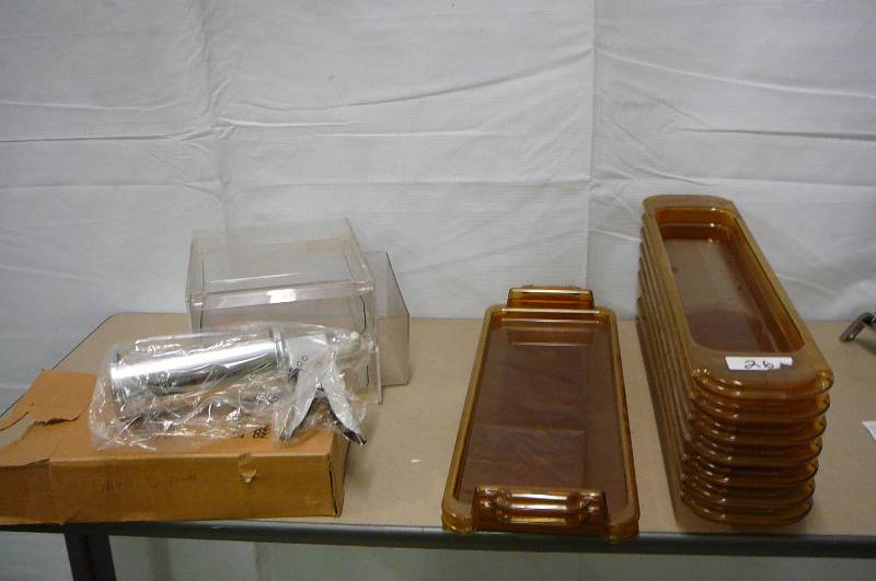 lot 26 image: NSF Trays Crellin 9 Count Cookie Dispenser, Stainless sauce dispenser NEW
