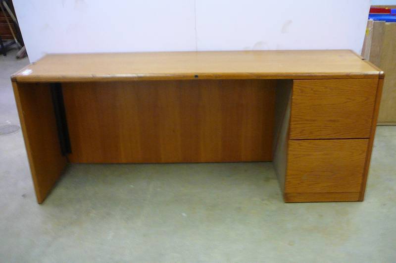 lot 33 image: Office Desk & File Drawers 2 Wooden 72 x 20 x 29 12