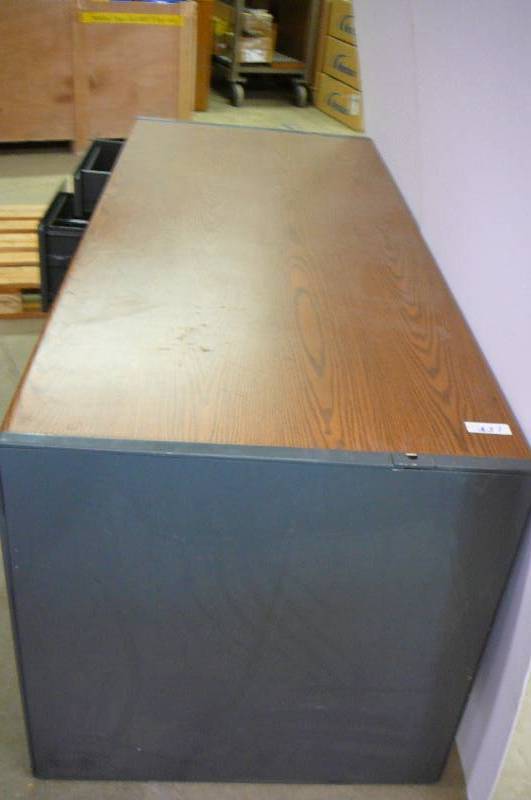 lot 24 image: Office Desk & File Drawers 2 Wooden 72 x 20 x 29 12