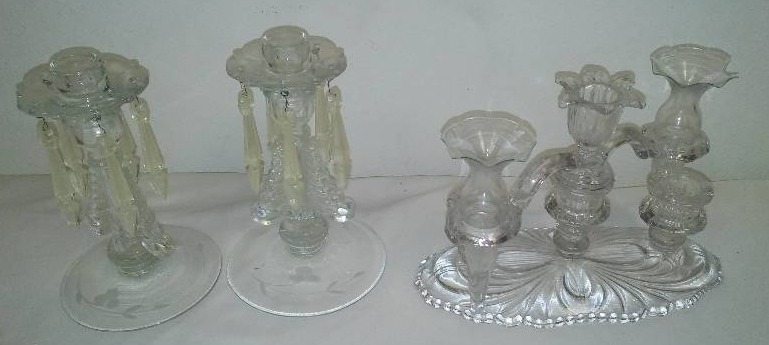 lot 191 image: Vintage CAMBRIDGE Glass EPERGNE and CANDLEABRA