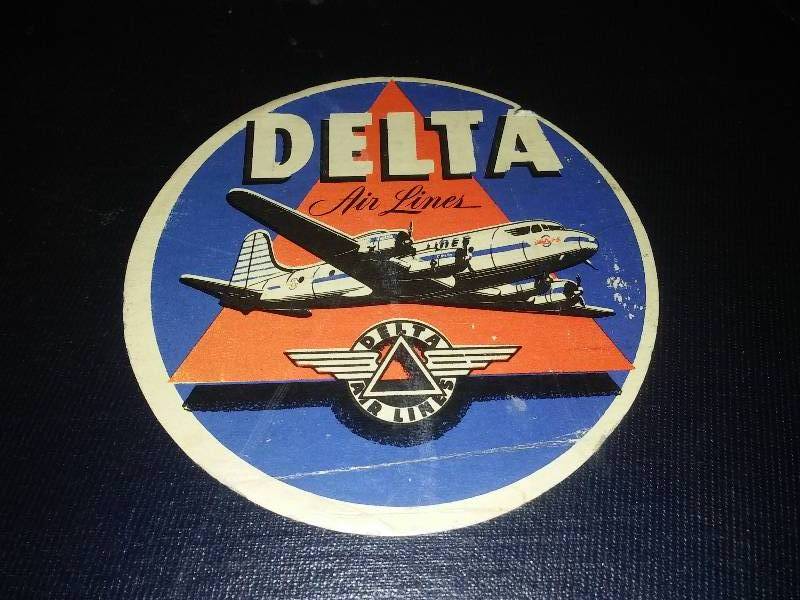 lot 201 image: Delta Airlines Stewardess Suitcase Circa 1957