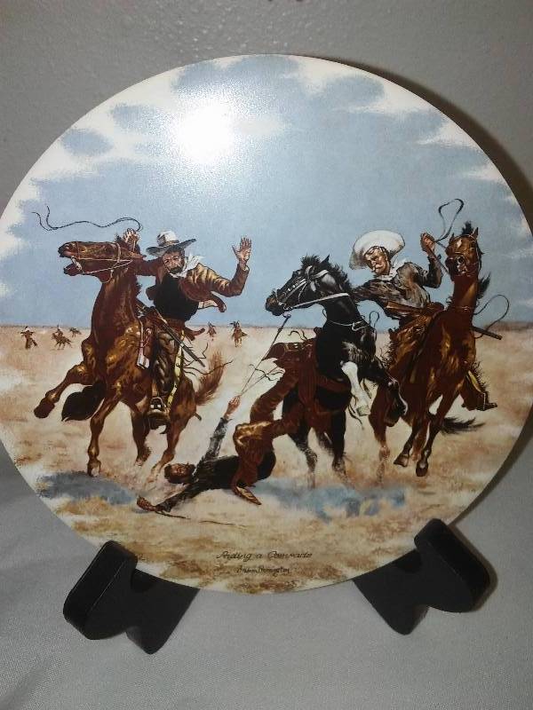 lot 223 image: Fedrick Remington Plates w stands (3)
