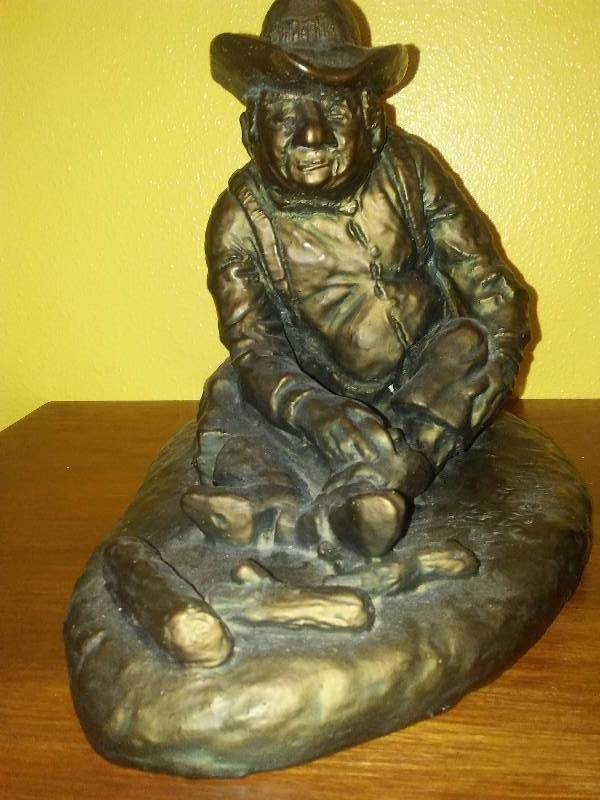 lot 256 image: Plaster Cowboy Statue signed and dated