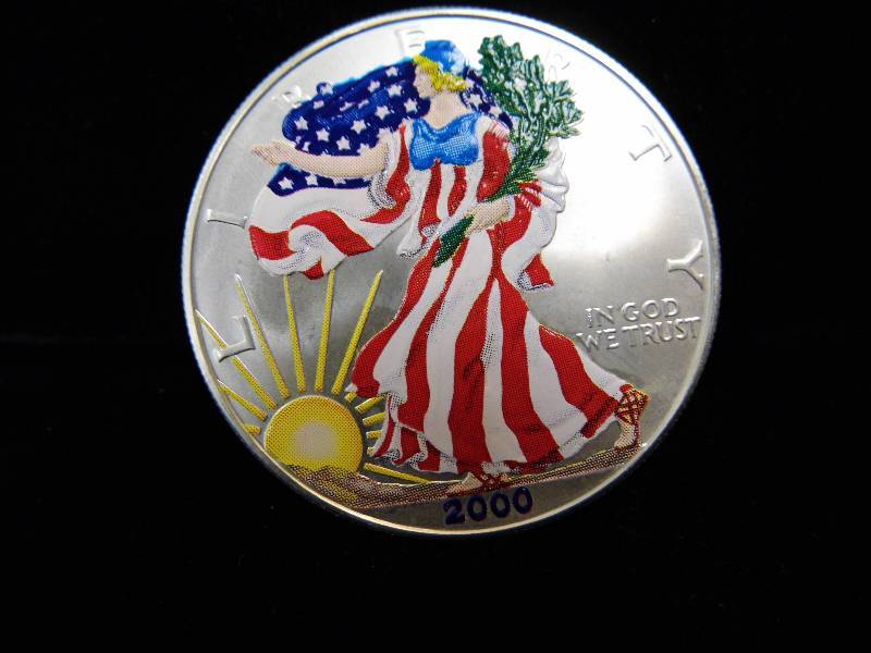 Painted Silver Dollar Ounce of Silver