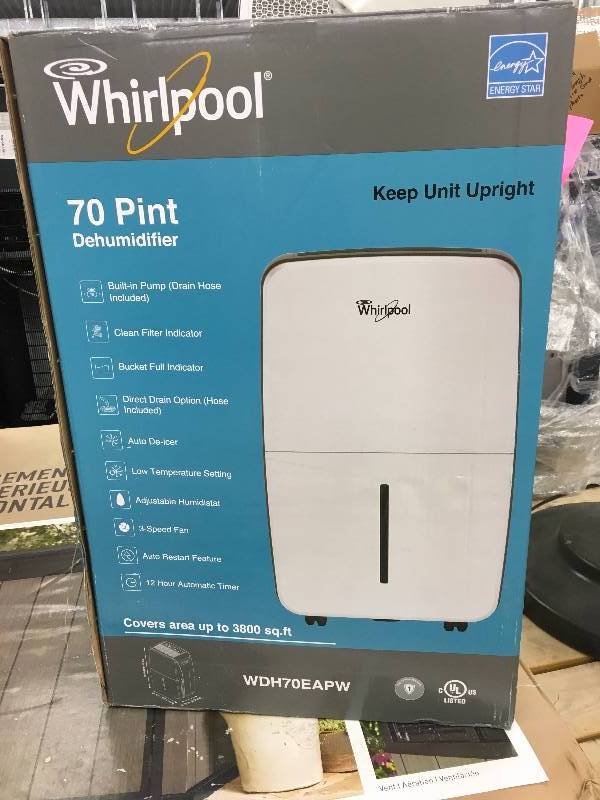 lot 566 image: WHIRLPOOL DEHUMIDIFIER, RETAIL $159.99