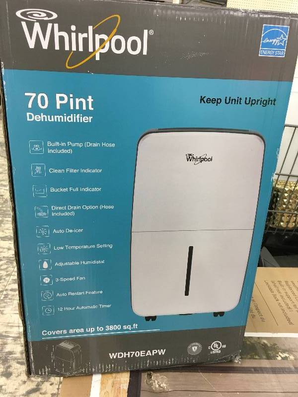 lot 578 image: WHIRLPOOL DEHUMIDIFIER, RETAIL $159.99