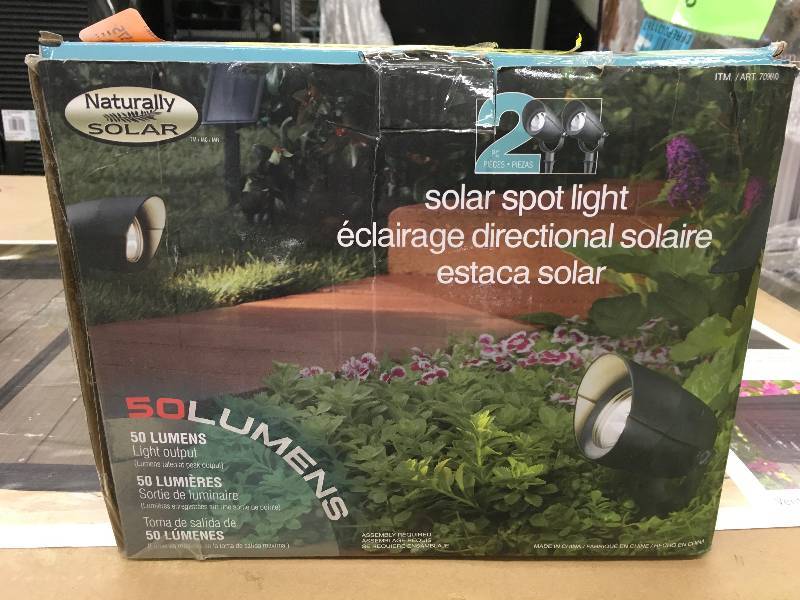 lot 575 image: SOLAR SPOTLIGHTS 2 PK, RETAIL $14.99
