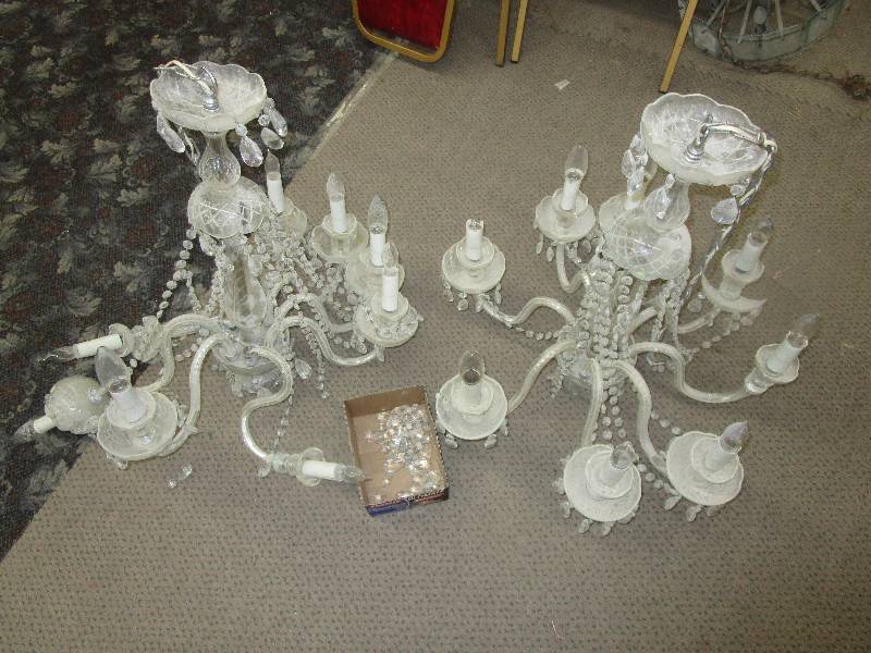 lot 32 image: Chandeliers Some damage but could repair or make 1 good one
