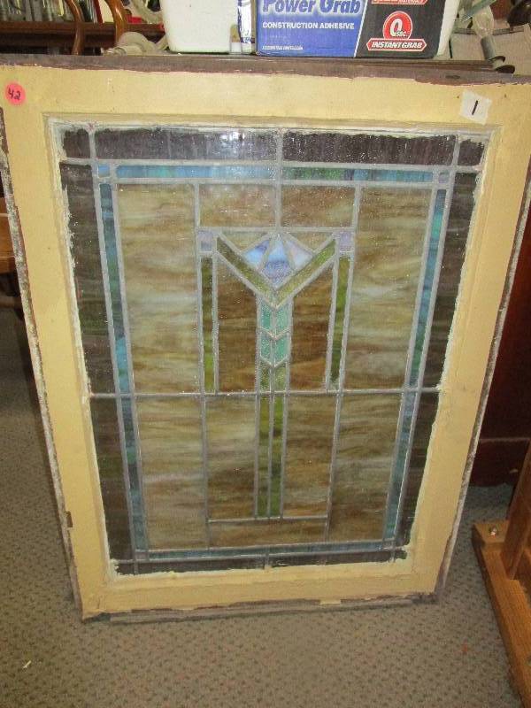 lot 42 image: Old Stain Glass Window 30 x 22 12