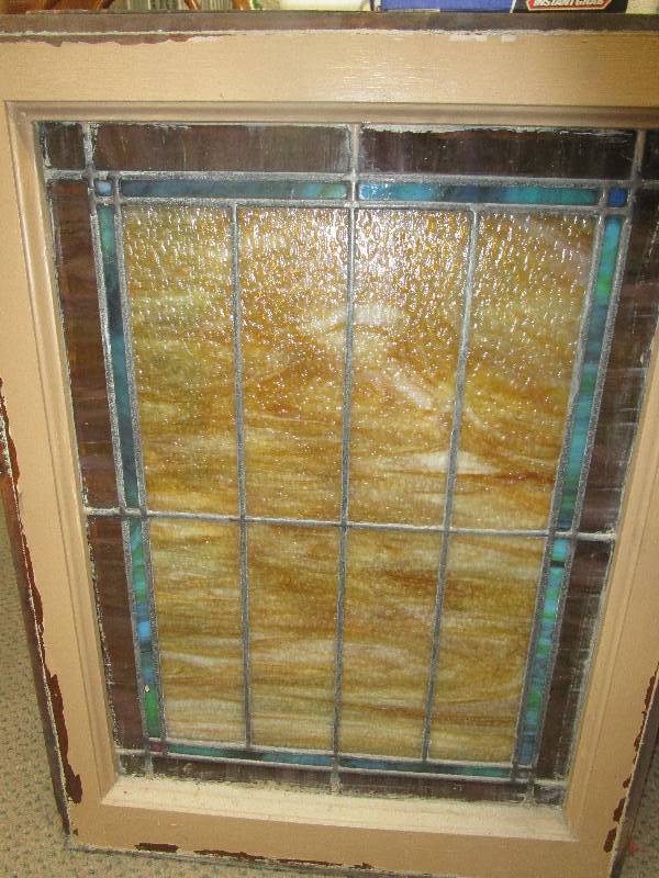 lot 44 image: Old Stain Glass Window 30 x 22 38