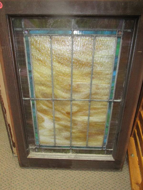 lot 45 image: Old Stain Glass Window 30 x 21 14