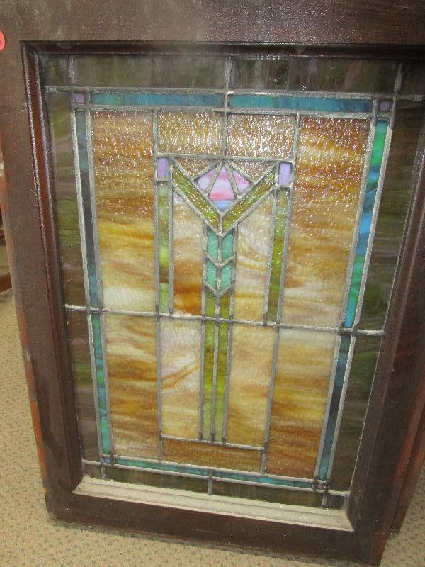 lot 46 image: Old Stain Glass Window 30 x 21 14