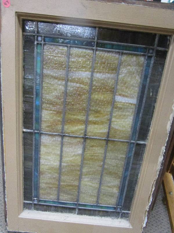 lot 47 image: Old Stain Glass Window 30 x 19 34
