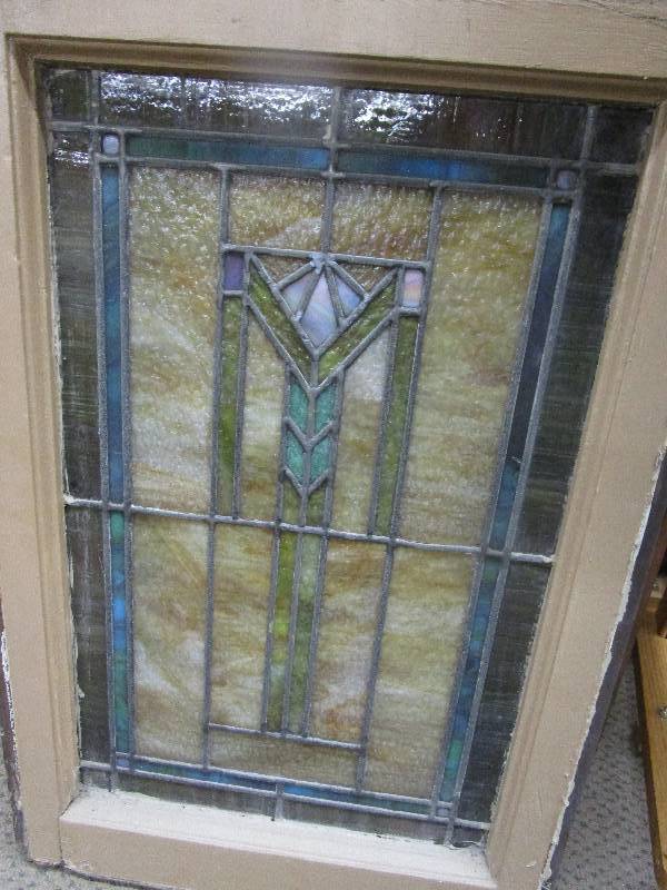 lot 48 image: Old Stain Glass Window 30 x 19 34