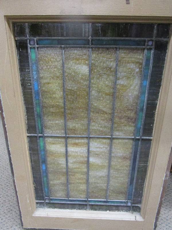 lot 49 image: Old Stain Glass Window 30 x 19 34