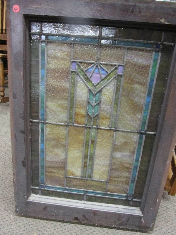 lot 50 image: Old Stain Glass Window 30 x 21 12