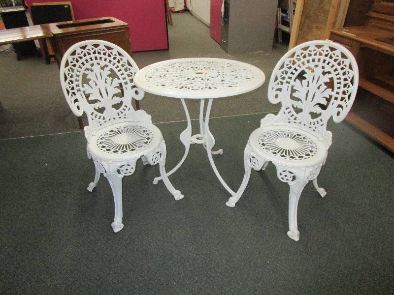 lot 65 image: Metal Patio Table and 2 Cairs