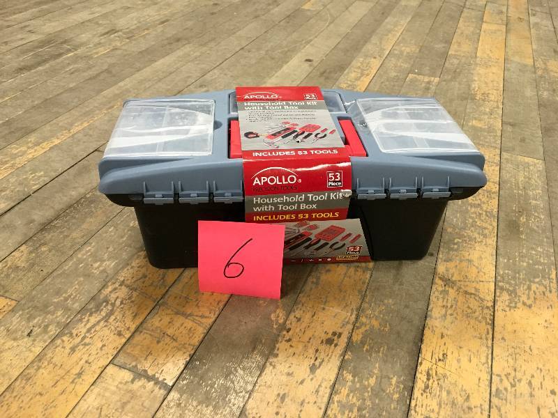 Apollo Precision Tools 53-Piece Household Tool Kit with Tool Box open box not used