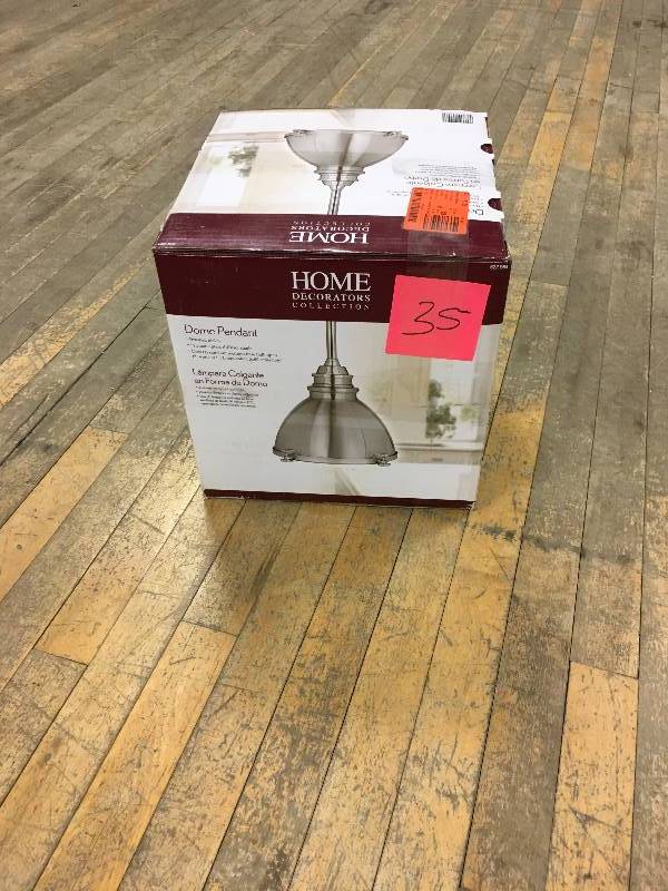 Home Decorators Collection 1-Light Brushed Nickel Ceiling Metal Dome Pendant open box not used