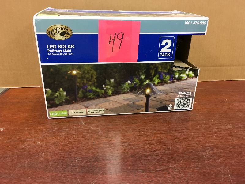 Hampton Bay Solar Black Outdoor Intergrated LED  Mushroom Lanscape Path Light, Oil Rubbed Bronze Finish- 2 Pack open box not used