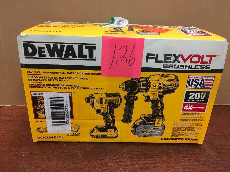 DeWaltFlexvolt Brushless 20V MAX Hammerdrill Impact Combo Kit open box not used