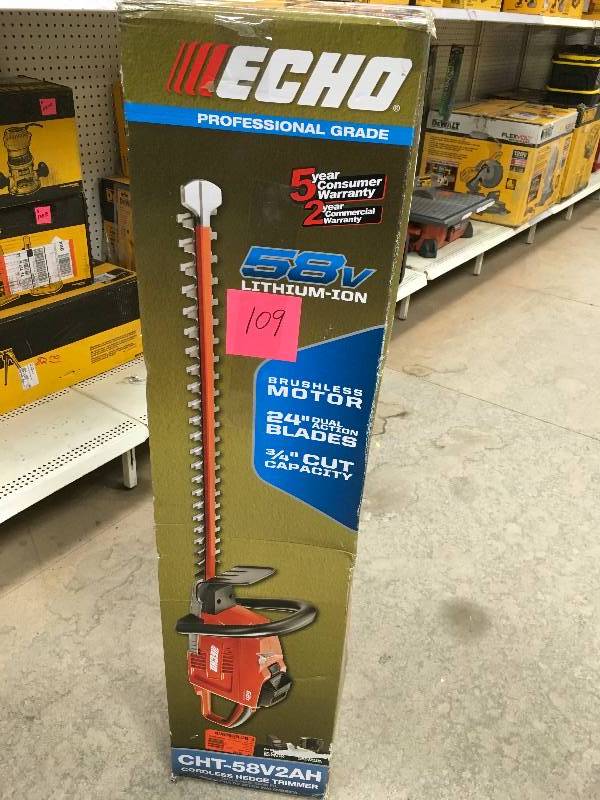 ECHO 24 in. 58 Volt Lithium-Ion Brushless Cordless Hedge Trimmer- open box not used