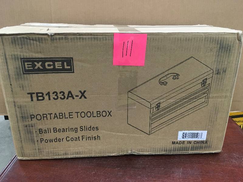 Excel 21-Inch Portable Steel Tool Box, Red open box not used