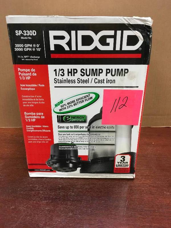 Rigid 13 HP Submersible Sump Pump new