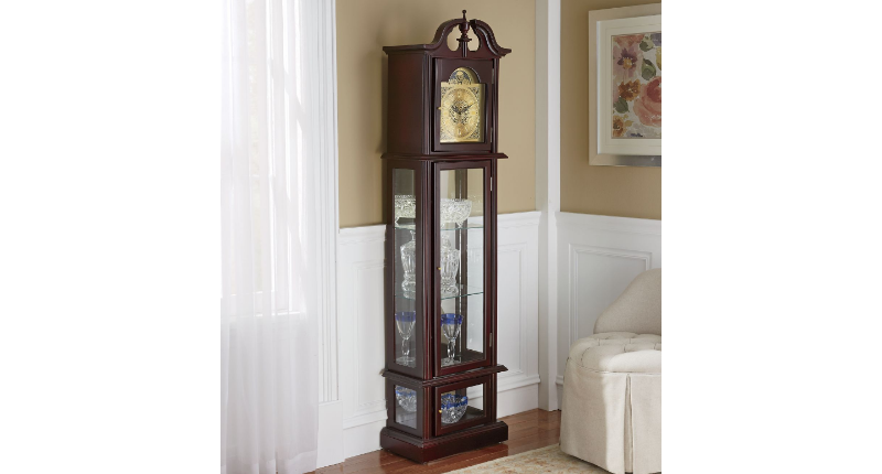 Grandfather Clock and Lit Curio ope...